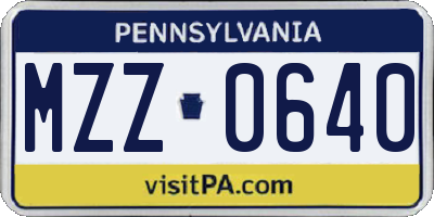 PA license plate MZZ0640