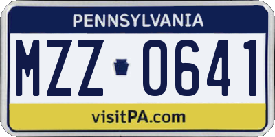 PA license plate MZZ0641