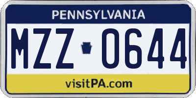 PA license plate MZZ0644