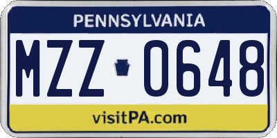 PA license plate MZZ0648