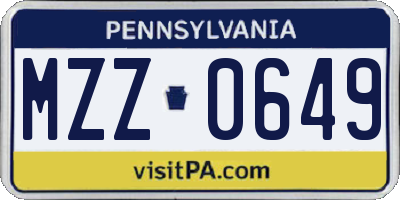 PA license plate MZZ0649