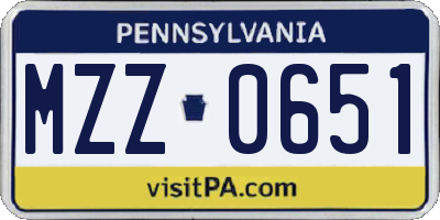 PA license plate MZZ0651