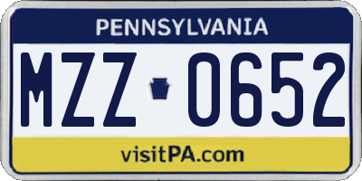PA license plate MZZ0652