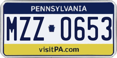PA license plate MZZ0653