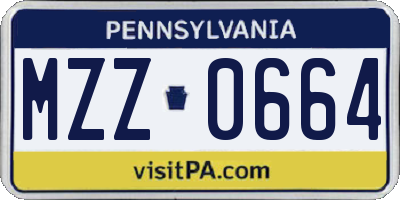 PA license plate MZZ0664