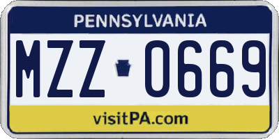 PA license plate MZZ0669