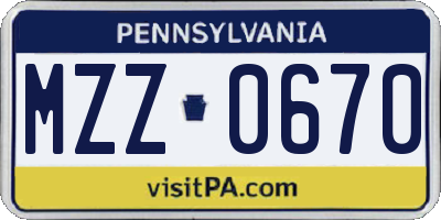 PA license plate MZZ0670