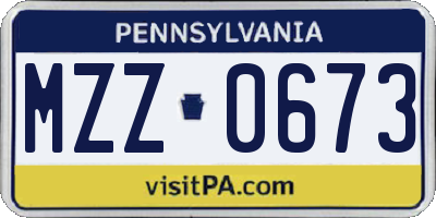 PA license plate MZZ0673