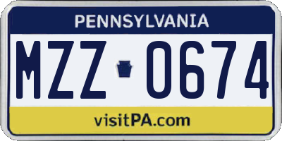 PA license plate MZZ0674