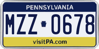PA license plate MZZ0678