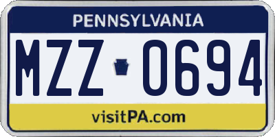 PA license plate MZZ0694