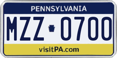 PA license plate MZZ0700