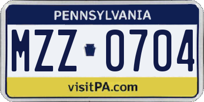 PA license plate MZZ0704
