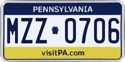 PA license plate MZZ0706