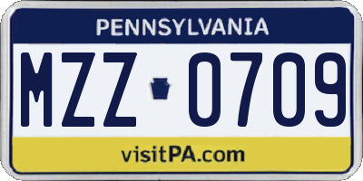 PA license plate MZZ0709