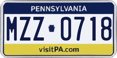 PA license plate MZZ0718