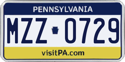 PA license plate MZZ0729
