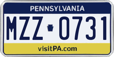 PA license plate MZZ0731