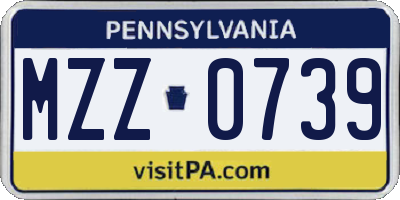 PA license plate MZZ0739
