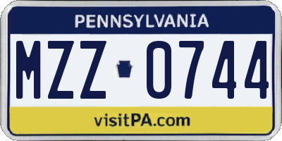 PA license plate MZZ0744
