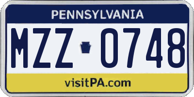 PA license plate MZZ0748