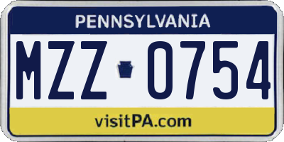 PA license plate MZZ0754