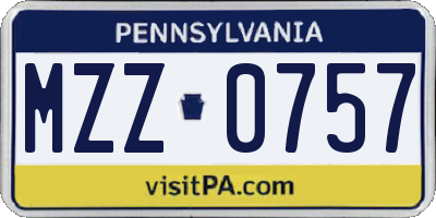PA license plate MZZ0757