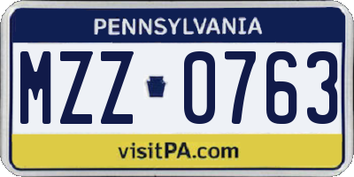 PA license plate MZZ0763