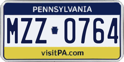 PA license plate MZZ0764