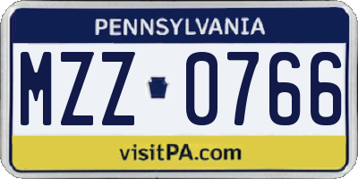 PA license plate MZZ0766
