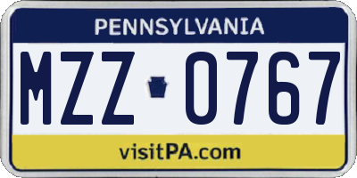 PA license plate MZZ0767