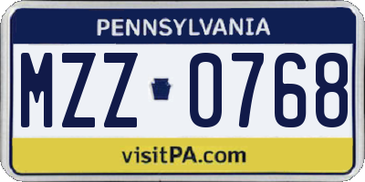 PA license plate MZZ0768