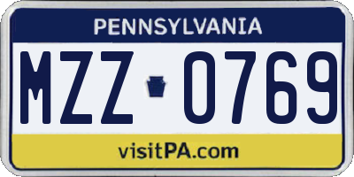 PA license plate MZZ0769