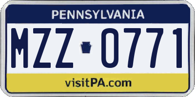 PA license plate MZZ0771