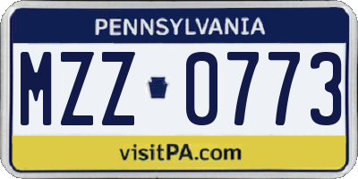 PA license plate MZZ0773