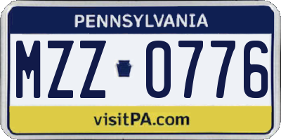 PA license plate MZZ0776