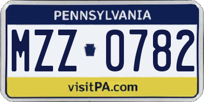 PA license plate MZZ0782