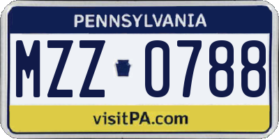 PA license plate MZZ0788
