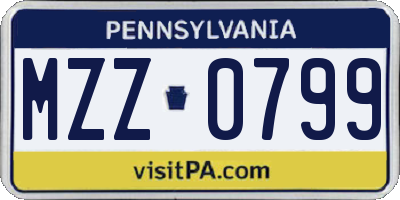 PA license plate MZZ0799