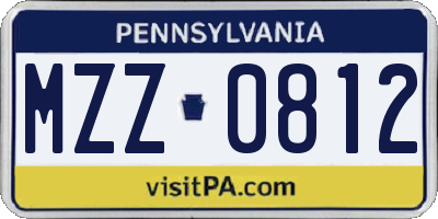 PA license plate MZZ0812