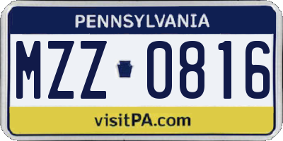 PA license plate MZZ0816