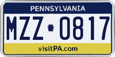 PA license plate MZZ0817