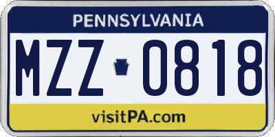 PA license plate MZZ0818
