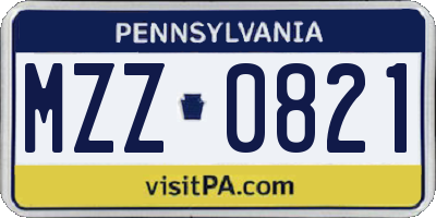 PA license plate MZZ0821