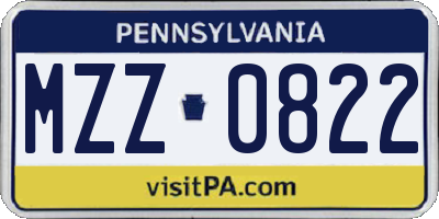 PA license plate MZZ0822