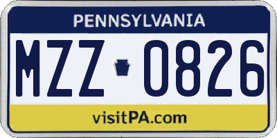 PA license plate MZZ0826