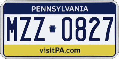PA license plate MZZ0827