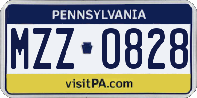 PA license plate MZZ0828