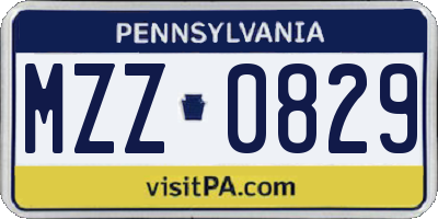 PA license plate MZZ0829