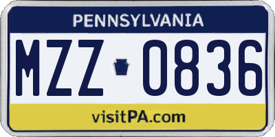 PA license plate MZZ0836